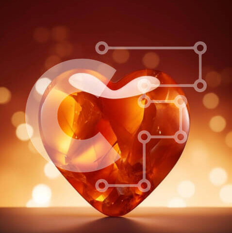 Intra Συλλεκτικό Ξύλινο Παζλ Plywood  4mm - Γυάλινο αντικείμενο σε σχήμα καρδιάς σε πορτοκαλί φόντο Σε Ξύλινο Κουτί - Διαστάσεις Puzzle: 10x10 cm – 25 κομμάτια - Image 1