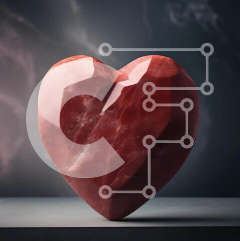 Intra Συλλεκτικό Ξύλινο Παζλ Plywood  4mm - Κόκκινη πέτρα σε σχήμα καρδιάς στο τραπέζι με σκοτεινά σύννεφα Σε Ξύλινο Κουτί - Διαστάσεις: 10x10 cm – 25 κομμάτια - Image 1