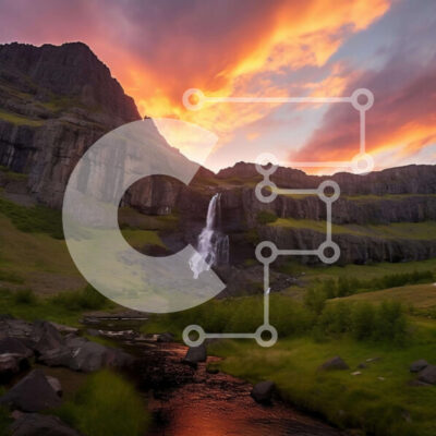 Intra Συλλεκτικό Ξύλινο Παζλ Plywood  4mm - Γραφικός καταρράκτης στα βουνά Σε Ξύλινο Κουτί - Διαστάσεις: 10x10 cm – 25 κομμάτια - Image 1