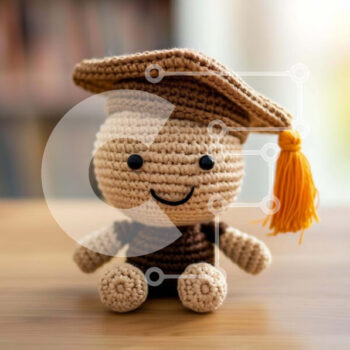 Intra Συλλεκτικό Ξύλινο Παζλ Plywood  4mm - Κροσέ κούκλα παιχνιδιών με ενδυμασία αποφοίτησης Σε Ξύλινο Κουτί - Διαστάσεις Puzzle: 10x10 cm – 25 κομμάτια - Image 1