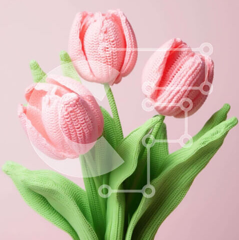 Intra Συλλεκτικό Ξύλινο Παζλ Plywood  4mm - Ροζ λουλούδια τουλίπας σε βάζο Σε Ξύλινο Κουτί - Διαστάσεις: 10x10 cm – 25 κομμάτια - Image 1