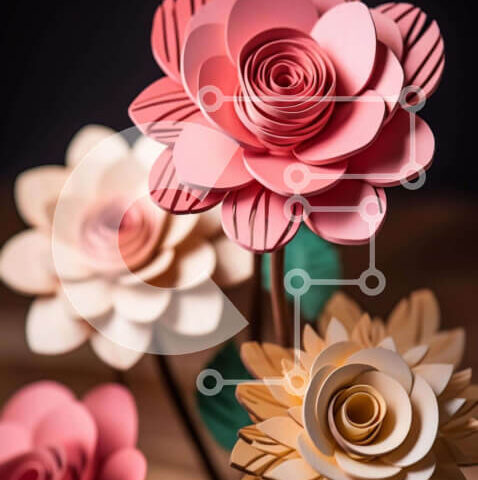 Intra Συλλεκτικό Ξύλινο Παζλ Plywood 4mm - Καλλιτεχνικό μπουκέτο από χάρτινα λουλούδια Σε Ξύλινο Κουτί - Διαστάσεις Puzzle: 10x10 cm – 25 κομμάτια - Image 1