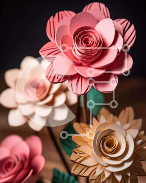 Intra Συλλεκτικό Ξύλινο Παζλ Plywood  4mm - Καλλιτεχνικό μπουκέτο από χάρτινα λουλούδια Σε Ξύλινο Κουτί - Διαστάσεις Puzzle: 10x10 cm – 25 κομμάτια