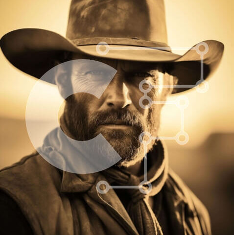 Intra Συλλεκτικό Ξύλινο Παζλ Plywood  4mm - Άνδρας με καπέλο και γιλέκο σε στυλ καουμπόη Σε Ξύλινο Κουτί - Διαστάσεις Puzzle: 10x10 cm – 25 κομμάτια - Image 1