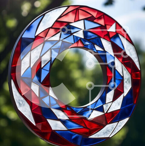 Intra Συλλεκτικό Ξύλινο Παζλ Plywood  4mm - Κόκκινο, λευκό και μπλε γυάλινο στολίδι που κρέμεται από το δέντρο Σε Ξύλινο Κουτί - Διαστάσεις Puzzle: 10x10 cm – 25 κομμάτια - Image 1