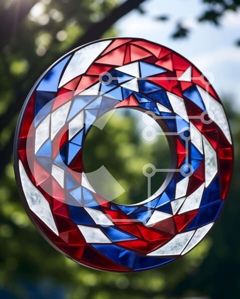 Intra Συλλεκτικό Ξύλινο Παζλ Plywood  4mm - Κόκκινο, λευκό και μπλε γυάλινο στολίδι που κρέμεται από το δέντρο Σε Ξύλινο Κουτί - Διαστάσεις Puzzle: 10x10 cm – 25 κομμάτια