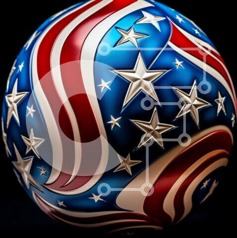 Intra Συλλεκτικό Ξύλινο Παζλ Plywood  4mm - Κόκκινη, λευκή και μπλε μπάλα με αστέρια και ρίγες Σε Ξύλινο Κουτί - Διαστάσεις Puzzle: 10x10 cm – 25 κομμάτια - Image 1