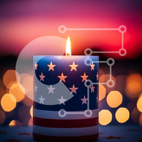 Intra Συλλεκτικό Ξύλινο Παζλ Plywood 4mm - Πατριωτικό κερί με σχέδιο αμερικανικής σημαίας Σε Ξύλινο Κουτί - Διαστάσεις: 10x10 cm – 25 κομμάτια - Image 1