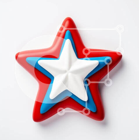 Intra Συλλεκτικό Ξύλινο Παζλ Plywood  4mm - Κόκκινο, λευκό και μπλε αντικείμενο σε σχήμα αστεριού σε λευκό φόντο Σε Ξύλινο Κουτί - Διαστάσεις Puzzle: 10x10 cm – 25 κομμάτια - Image 1