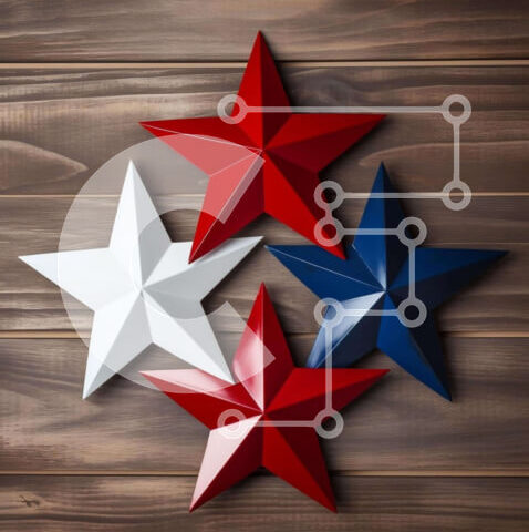 Intra Συλλεκτικό Ξύλινο Παζλ Plywood 4mm - Κυκλικά Πατριωτικά αστέρια σε ξύλινο φόντο Σε Ξύλινο Κουτί - Διαστάσεις Puzzle: 10x10 cm – 25 κομμάτια - Image 1