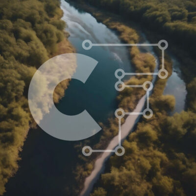 Intra Συλλεκτικό Ξύλινο Παζλ Plywood  4mm - Εναέρια άποψη ενός ποταμού με στροφές σε ένα δάσος Σε Ξύλινο Κουτί - Διαστάσεις: 10x10 cm – 25 κομμάτια - Image 1