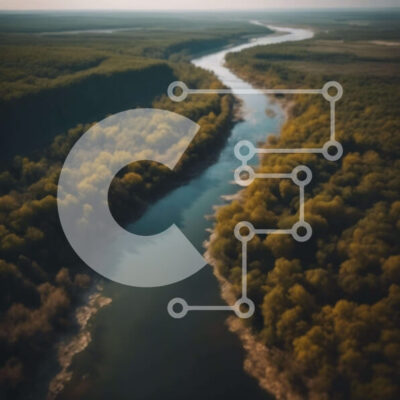 Intra Συλλεκτικό Ξύλινο Παζλ Plywood  4mm - Εναέρια άποψη του ποταμού στο δάσος Σε Ξύλινο Κουτί - Διαστάσεις: 10x10 cm – 25 κομμάτια - Image 1