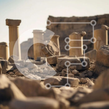 Intra Συλλεκτικό Ξύλινο Παζλ Plywood  4mm - Αρχαίοι πυλώνες και βράχοι στην έρημο Σε Ξύλινο Κουτί - Διαστάσεις Puzzle: 10x10 cm – 25 κομμάτια - Image 1