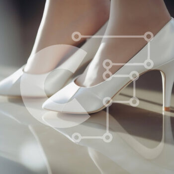 Intra Συλλεκτικό Ξύλινο Παζλ Plywood  4mm - Γυναίκα με λευκά ψηλοτάκουνα παπούτσια που στέκονται στο ανακλαστικό πάτωμα Σε Ξύλινο Κουτί - Διαστάσεις Puzzle: 10x10 cm – 25 κομμάτια - Image 1