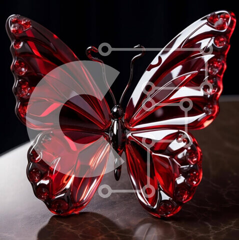 Intra Συλλεκτικό Ξύλινο Παζλ Plywood  4mm - Κόκκινο γλυπτό πεταλούδας στο τραπέζι Σε Ξύλινο Κουτί - Διαστάσεις: 10x10 cm – 25 κομμάτια - Image 1