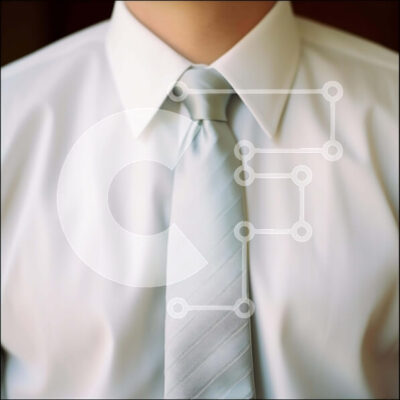 Intra Συλλεκτικό Ξύλινο Παζλ Plywood  4mm - Κοντινό πλάνο ανδρικού λαιμού με λευκό πουκάμισο και γαλάζια γραβάτα Σε Ξύλινο Κουτί - Διαστάσεις Puzzle: 10x10 cm – 25 κομμάτια - Image 1