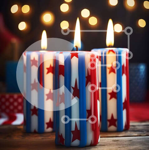 Intra Συλλεκτικό Ξύλινο Παζλ Plywood  4mm - Πατριωτικά κεριά για τον εορτασμό της 4ης Ιουλίου Σε Ξύλινο Κουτί - Διαστάσεις: 10x10 cm – 25 κομμάτια - Image 1