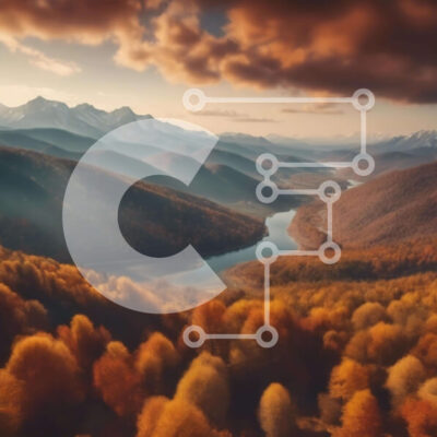 Intra Συλλεκτικό Ξύλινο Παζλ Plywood  4mm - Φθινοπωρινό τοπίο με δέντρα, βουνά και ποτάμι Σε Ξύλινο Κουτί - Διαστάσεις: 10x10 cm – 25 κομμάτια - Image 1