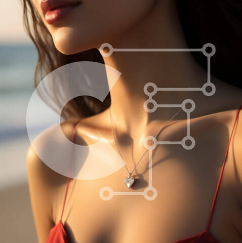 Intra Συλλεκτικό Ξύλινο Παζλ Plywood  4mm - Κομψή γυναίκα με κόκκινο φόρεμα δίπλα στην παραλία Σε Ξύλινο Κουτί - Διαστάσεις Puzzle: 10x10 cm – 25 κομμάτια - Image 1