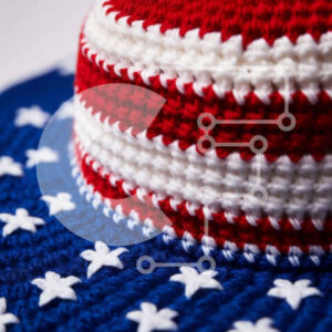 Intra Συλλεκτικό Ξύλινο Παζλ Plywood  4mm - Πατριωτικό κροσέ καπέλο με αστέρια και ρίγες Σε Ξύλινο Κουτί - Διαστάσεις Puzzle: 10x10 cm – 25 κομμάτια