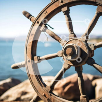 Intra Συλλεκτικό Ξύλινο Παζλ Plywood  4mm - Παλιά ρόδα πλοίου κοντά στο νερό Σε Ξύλινο Κουτί - Διαστάσεις Puzzle: 10x10 cm – 25 κομμάτια - Image 1