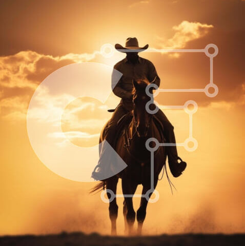 Intra Συλλεκτικό Ξύλινο Παζλ Plywood 4mm - Καουμπόη ιππασία με άλογο στην έρημο στο ηλιοβασίλεμα Σε Ξύλινο Κουτί - Διαστάσεις Puzzle: 10x10 cm – 25 κομμάτια - Image 1