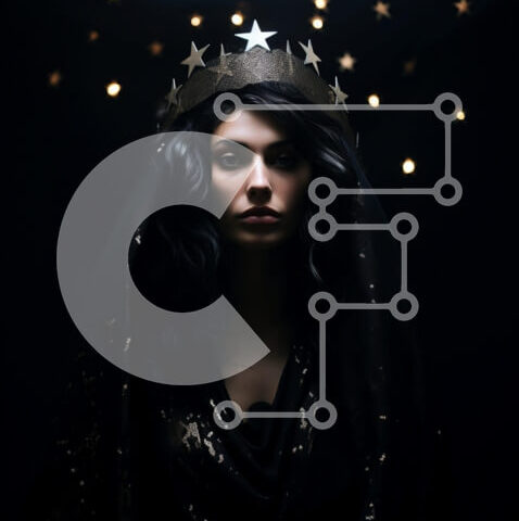 Intra Συλλεκτικό Ξύλινο Παζλ Plywood  4mm - Γυναίκα με περίτεχνο στέμμα και αστέρια Σε Ξύλινο Κουτί - Διαστάσεις Puzzle: 10x10 cm – 25 κομμάτια - Image 1