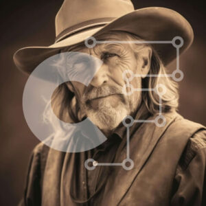 Intra Συλλεκτικό Ξύλινο Παζλ Plywood  4mm - Ηλικιωμένος με καπέλο και γιλέκο καουμπόη Σε Ξύλινο Κουτί - Διαστάσεις Puzzle: 10x10 cm – 25 κομμάτια