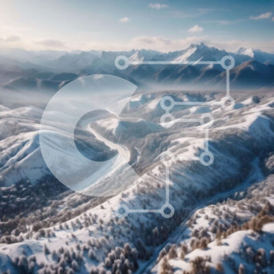 Intra Συλλεκτικό Ξύλινο Παζλ Plywood  4mm - Αεροφωτογραφία της χιονισμένης οροσειράς Σε Ξύλινο Κουτί - Διαστάσεις: 10x10 cm – 25 κομμάτια - Image 1