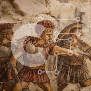 Intra Συλλεκτικό Ξύλινο Παζλ Plywood  4mm - Μωσαϊκό Ζωγραφική Αρχαίων Ρωμαίων Στρατιωτών Σε Ξύλινο Κουτί - Διαστάσεις Puzzle: 10x10 cm – 25 κομμάτια - Image 1