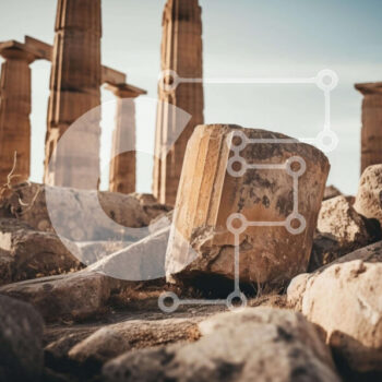 Intra Συλλεκτικό Ξύλινο Παζλ Plywood  4mm - Αρχαίος Ελληνικός Ναός με Βράχους και Κίονες Σε Ξύλινο Κουτί - Διαστάσεις Puzzle: 10x10 cm – 25 κομμάτια - Image 1