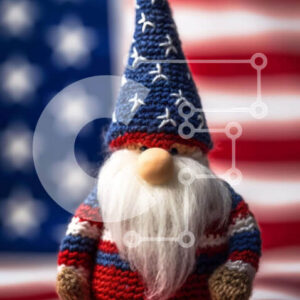 Intra Συλλεκτικό Ξύλινο Παζλ Plywood  4mm - Πατριωτικό πλεκτό Gnome την Ημέρα της Ανεξαρτησίας Σε Ξύλινο Κουτί - Διαστάσεις: 10x10 cm – 25 κομμάτια