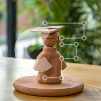 Intra Συλλεκτικό Ξύλινο Παζλ Plywood  4mm - Κεραμικό ειδώλιο αποφοίτησης Σε Ξύλινο Κουτί - Διαστάσεις Puzzle: 10x10 cm – 25 κομμάτια - Image 1