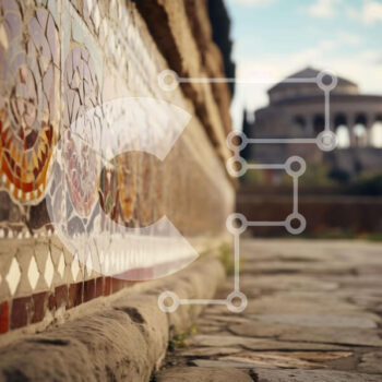 Intra Συλλεκτικό Ξύλινο Παζλ Plywood  4mm - Περίτεχνος τοίχος με πλακάκια σε αστικό τοπίο Σε Ξύλινο Κουτί - Διαστάσεις Puzzle: 10x10 cm – 25 κομμάτια - Image 1