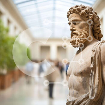 Intra Συλλεκτικό Ξύλινο Παζλ Plywood  4mm - Άγαλμα Αρχαίου Έλληνα Θεού στην Πινακοθήκη Σε Ξύλινο Κουτί - Διαστάσεις Puzzle: 10x10 cm – 25 κομμάτια - Image 1