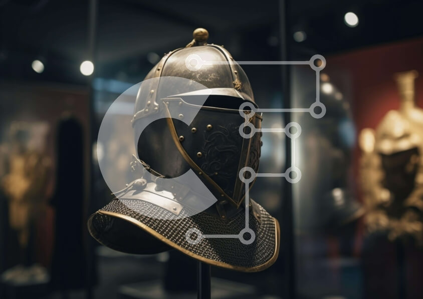 Intra Συλλεκτικό Ξύλινο Παζλ Plywood  4mm - Εμφάνιση μεσαιωνικού κράνους Σε Ξύλινο Κουτί - Διαστάσεις: 10x10 cm – 25 κομμάτια