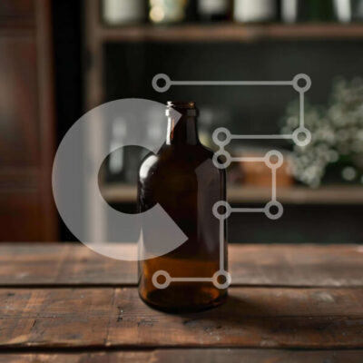 Intra Συλλεκτικό Ξύλινο Παζλ Plywood 4mm - Άδειο καφέ γυάλινο μπουκάλι σε ξύλινο τραπέζι Σε Ξύλινο Κουτί - Διαστάσεις: 10x10 cm – 25 κομμάτια - Image 1