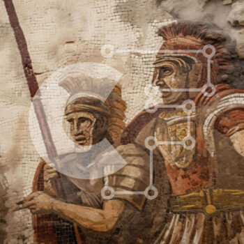 Intra Συλλεκτικό Ξύλινο Παζλ Plywood  4mm - Μωσαϊκό Ζωγραφική Ρωμαίων Στρατιωτών Σε Ξύλινο Κουτί - Διαστάσεις Puzzle: 10x10 cm – 25 κομμάτια - Image 1