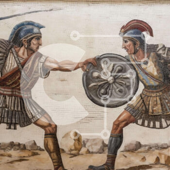 Intra Συλλεκτικό Ξύλινο Παζλ Plywood  4mm - Ζωγραφική Αρχαίων Ρωμαίων Στρατιωτών Σε Ξύλινο Κουτί - Διαστάσεις Puzzle: 10x10 cm – 25 κομμάτια - Image 1