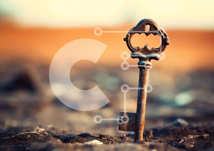 Intra Συλλεκτικό Ξύλινο Παζλ Plywood  4mm - Παλιό κλειδί σε σχήμα σαν νυχτερίδα ενσωματωμένη στο έδαφος Σε Ξύλινο Κουτί - Διαστάσεις: 10x10 cm – 25 κομμάτια