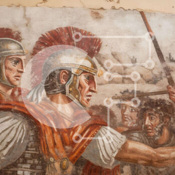 Intra Συλλεκτικό Ξύλινο Παζλ Plywood  4mm - Άνδρες με ρωμαϊκή στρατιωτική ζωγραφική Σε Ξύλινο Κουτί - Διαστάσεις Puzzle: 10x10 cm – 25 κομμάτια - Image 1