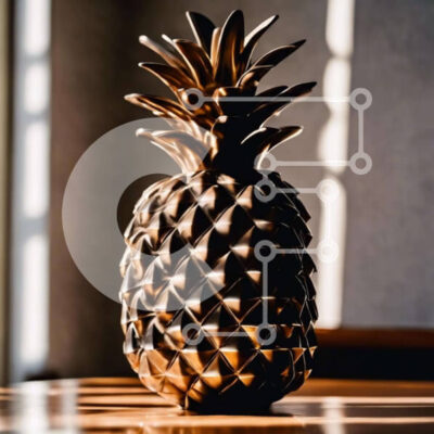 Intra Συλλεκτικό Ξύλινο Παζλ Plywood  4mm - Καφέ ανανάς σε ξύλινο τραπέζι Σε Ξύλινο Κουτί - Διαστάσεις: 10x10 cm – 25 κομμάτια - Image 1