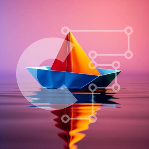 Intra Συλλεκτικό Ξύλινο Παζλ Plywood 4mm - Πολύχρωμο σκάφος Origami που επιπλέει στο νερό Σε Ξύλινο Κουτί - Διαστάσεις: 10x10 cm – 25 κομμάτια - Image 1