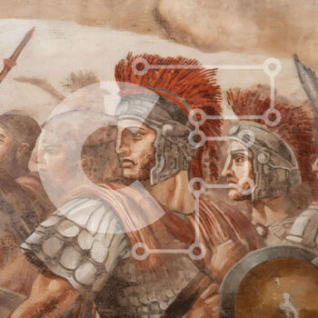 Intra Συλλεκτικό Ξύλινο Παζλ Plywood  4mm - Στρατιώτες Ρωμαϊκής Εποχής με Στολές Κρατώντας Δόρατα και Ασπίδες Σε Ξύλινο Κουτί - Διαστάσεις Puzzle: 10x10 cm – 25 κομμάτια - Image 1