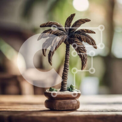 Intra Συλλεκτικό Ξύλινο Παζλ Plywood 4mm - Μικρό ειδώλιο φοίνικα σε παλιό ξύλινο τραπέζι Σε Ξύλινο Κουτί - Διαστάσεις: 10x10 cm – 25 κομμάτια - Image 1