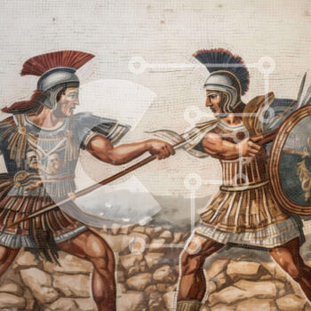 Intra Συλλεκτικό Ξύλινο Παζλ Plywood  4mm - Αρχαίοι Ρωμαίοι πολεμιστές στη ζωγραφική μάχης Σε Ξύλινο Κουτί - Διαστάσεις Puzzle: 10x10 cm – 25 κομμάτια - Image 1