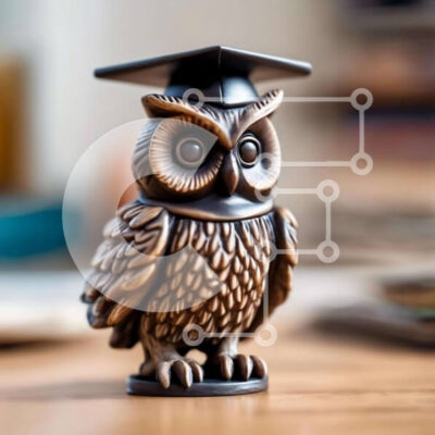 Intra Συλλεκτικό Ξύλινο Παζλ Plywood  4mm - Ειδώλιο κουκουβάγιας αποφοίτησης με βιβλία Σε Ξύλινο Κουτί - Διαστάσεις Puzzle: 10x10 cm – 25 κομμάτια - Image 1