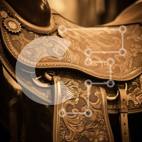 Intra Συλλεκτικό Ξύλινο Παζλ Plywood 4mm - Κοντινό πλάνο περίτεχνης σέλας αλόγων Σε Ξύλινο Κουτί - Διαστάσεις: 10x10 cm – 25 κομμάτια - Image 1