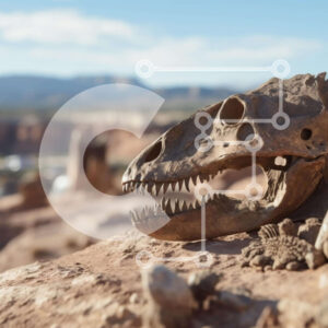 Intra Συλλεκτικό Ξύλινο Παζλ Plywood  4mm - Το κρανίο του τυραννόσαυρου Ρεξ στην έρημο Σε Ξύλινο Κουτί - Διαστάσεις: 10x10 cm – 25 κομμάτια