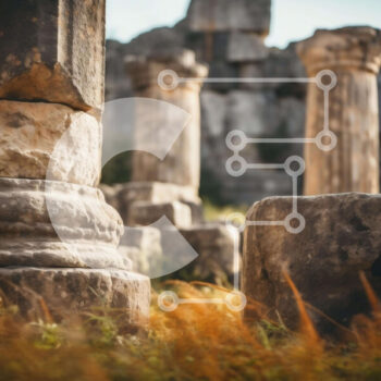 Intra Συλλεκτικό Ξύλινο Παζλ Plywood  4mm - Αρχαίοι πυλώνες σε ένα ανοιχτό πεδίο Σε Ξύλινο Κουτί - Διαστάσεις Puzzle: 10x10 cm – 25 κομμάτια - Image 1